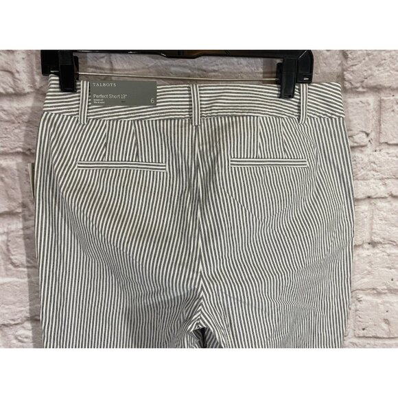 NEW Talbots Perfect Short Gray White Stripe 13" inseam Womens Size 6 - Picture 5 of 11